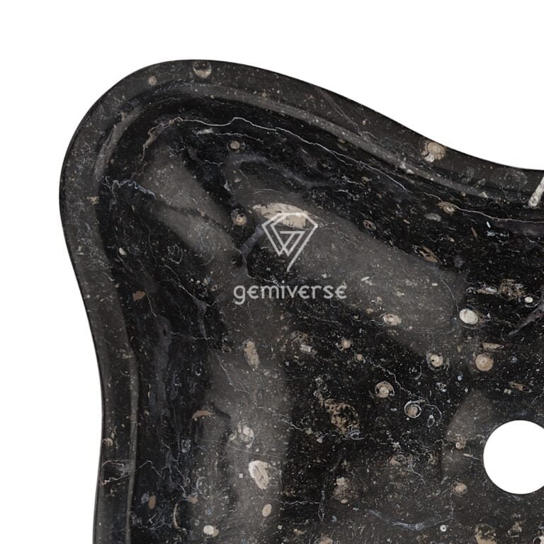 Black Fossil Sink with Ammonite - Image 3